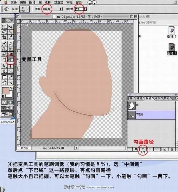 PhotoShop 鼠绘带面具的银发美女过程