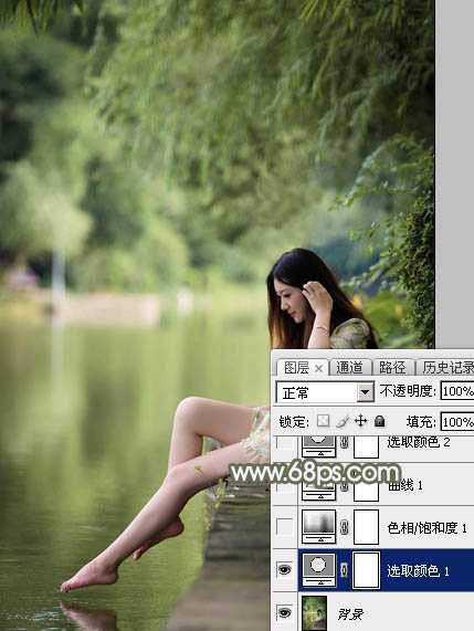 Photoshop为夏季美女图片打造古典淡绿色